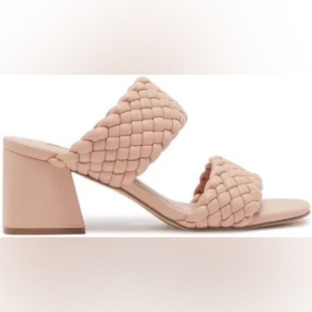Steve Madden Daphnee Braided Light Tan / Nude Block Heel Sandals - Picture 2 of 16